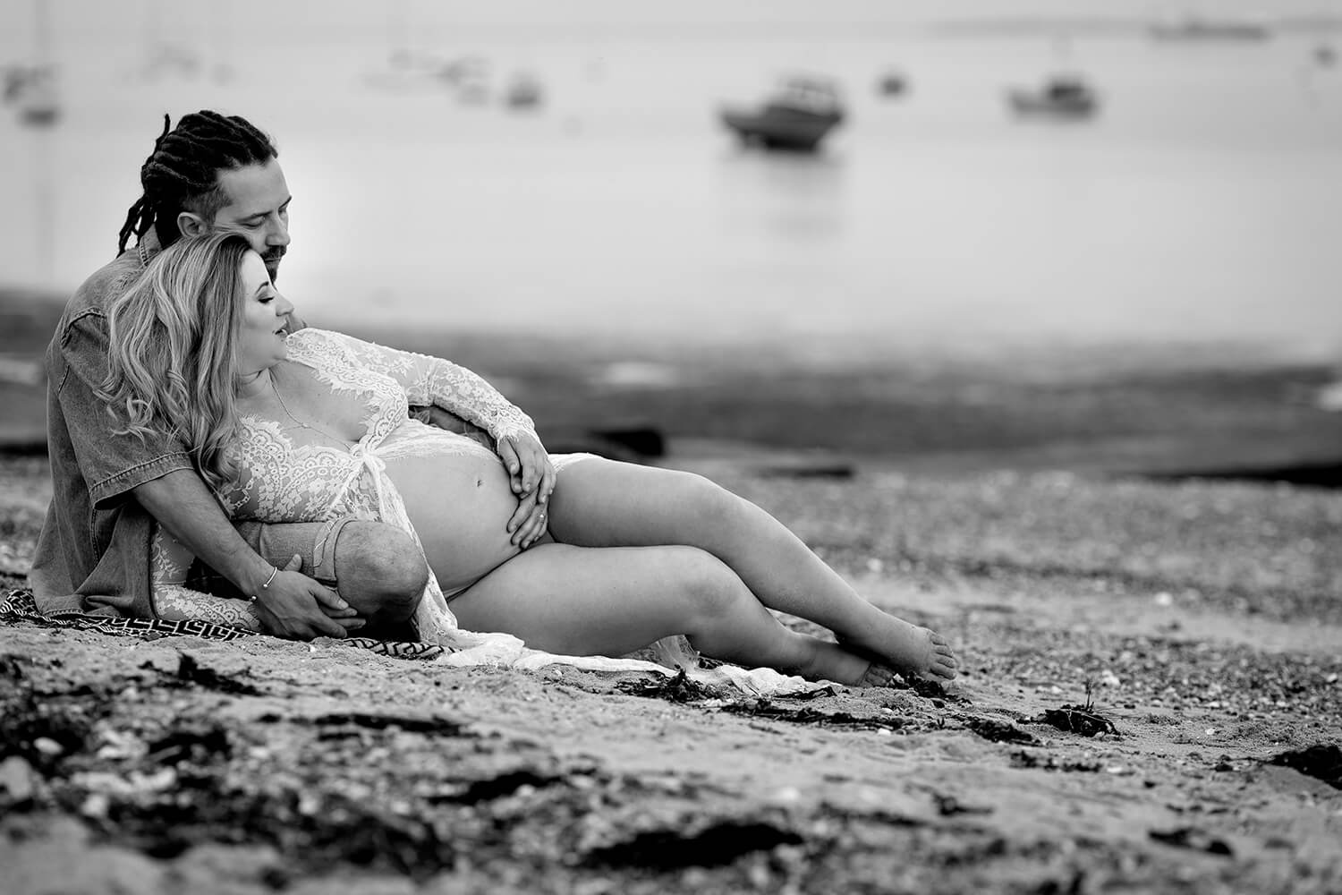 outdoor maternity photoshoot on the beach Thorpe bay Southend essex